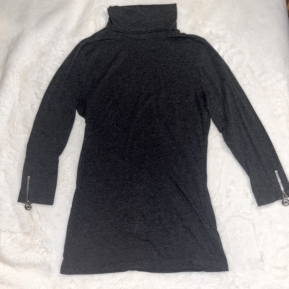 Grey MK turtle neck sweater with zipper cuffs